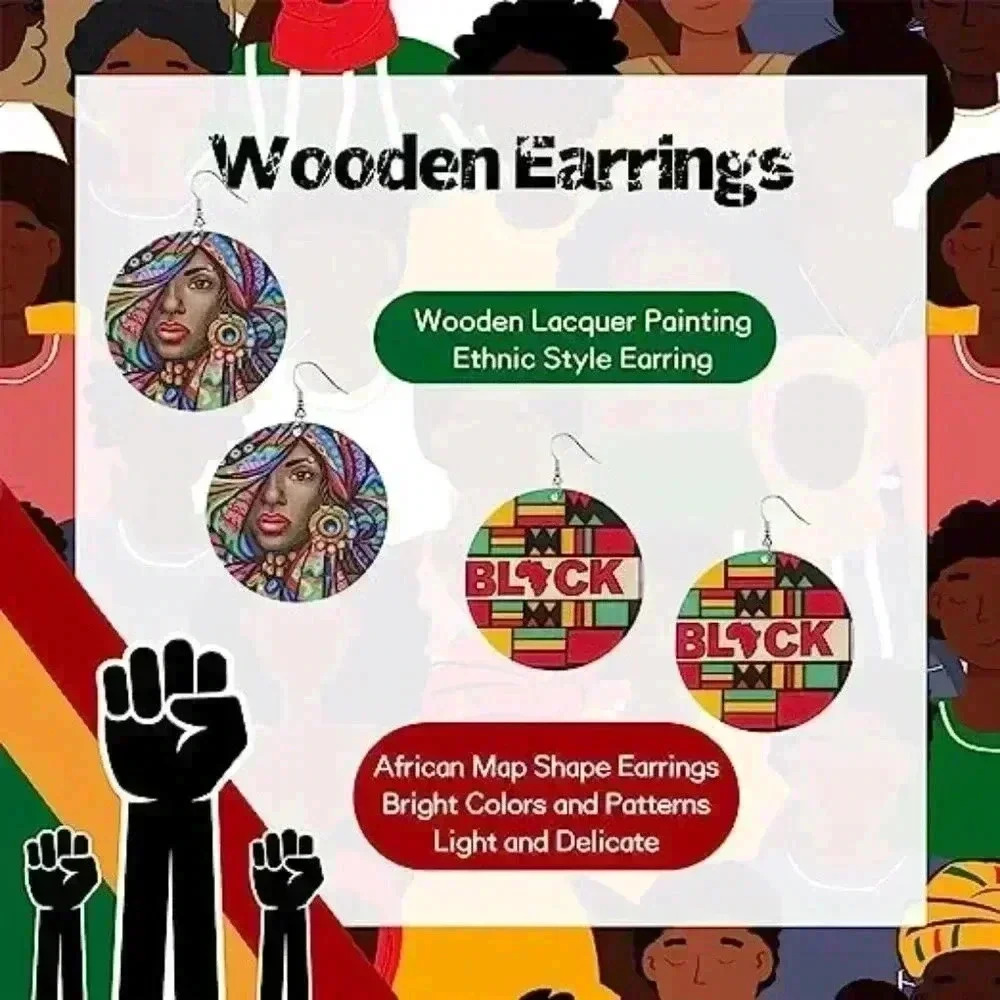 2 Pairs Juneteenth African Earrings